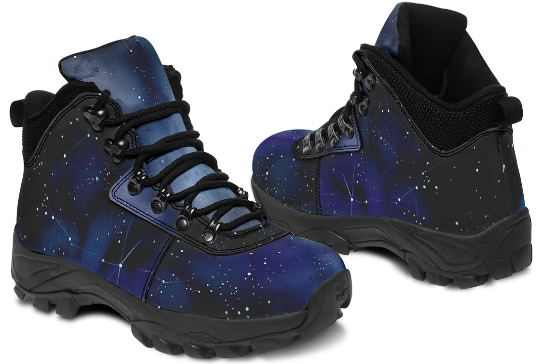 Deep Blue Outdoor Boots - Water Resistant Vegan Leather Trekking Shoes with Durable Soles