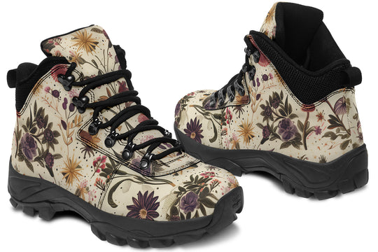 Enchanted Blossoms Outdoor Boots - Water Resistant Vegan Leather Trekking Shoes with Durable Soles