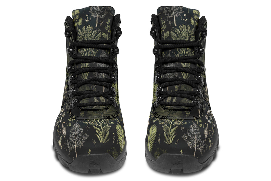 Foraging Outdoor Boots - Water Resistant Vegan Leather Trekking Shoes with Durable Soles
