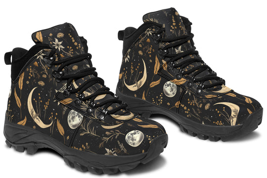 Moonlit Botanica Outdoor Boots - Water Resistant Vegan Leather Trekking Shoes with Durable Soles