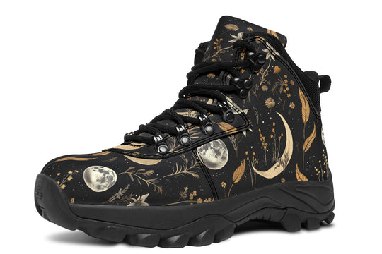 Moonlit Botanica Outdoor Boots - Water Resistant Vegan Leather Trekking Shoes with Durable Soles