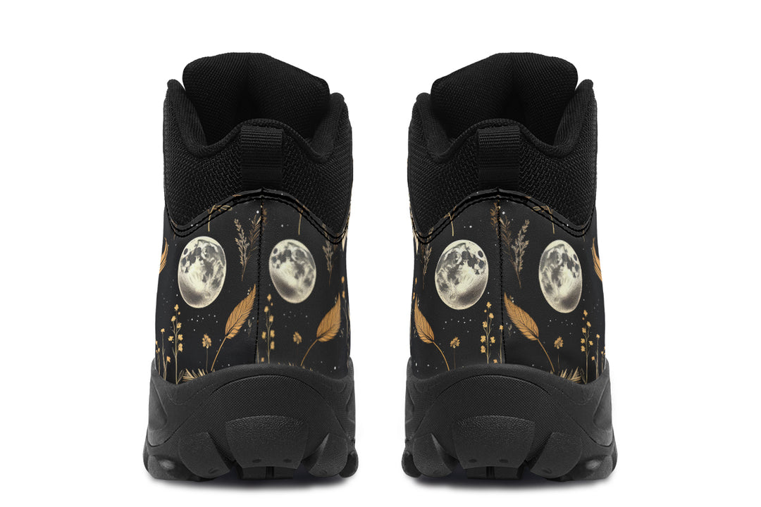 Moonlit Botanica Outdoor Boots - Water Resistant Vegan Leather Trekking Shoes with Durable Soles