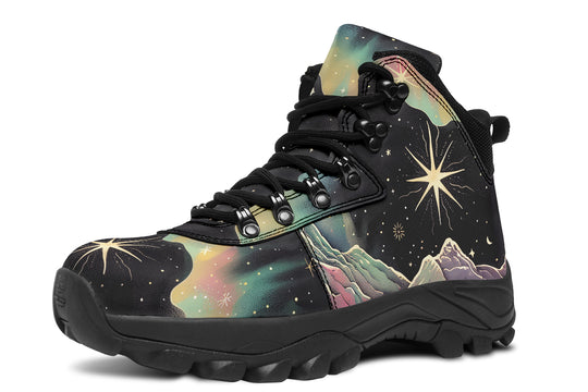 Northern Lights Outdoor Boots - Water Resistant Vegan Leather Trekking Shoes with Durable Soles