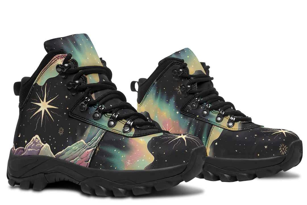 Northern Lights Outdoor Boots - Water Resistant Vegan Leather Trekking Shoes with Durable Soles