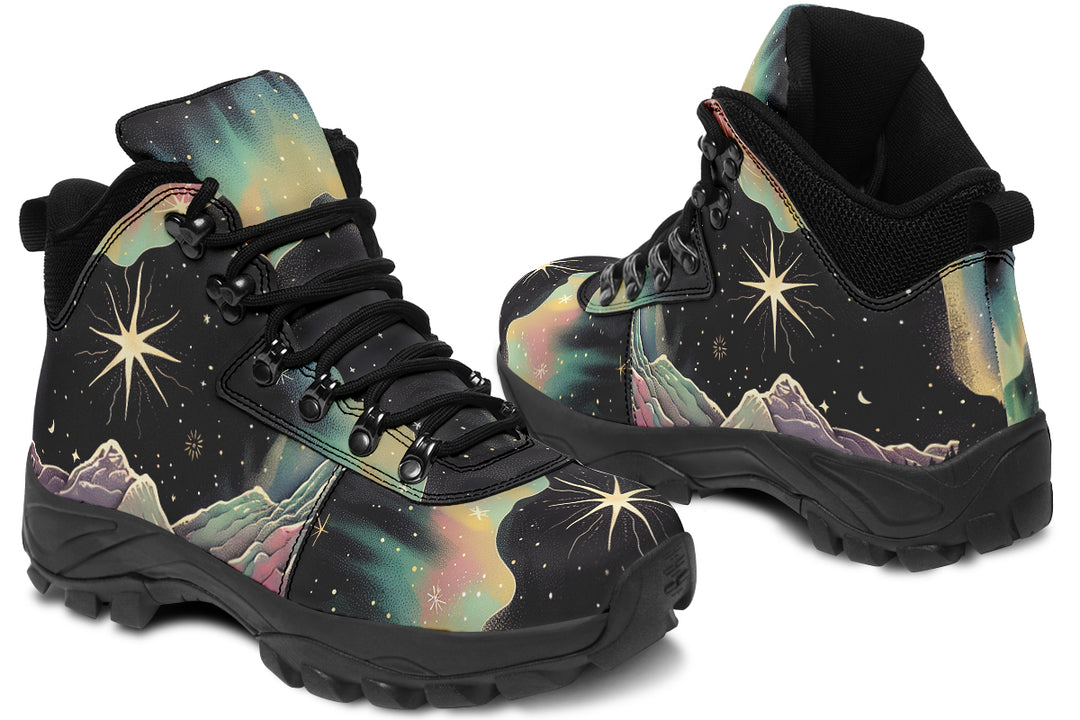 Northern Lights Outdoor Boots - Water Resistant Vegan Leather Trekking Shoes with Durable Soles