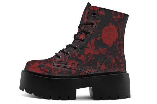 Blood Rose Romance Platform Boots