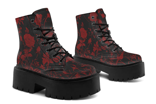 Blood Rose Romance Platform Boots