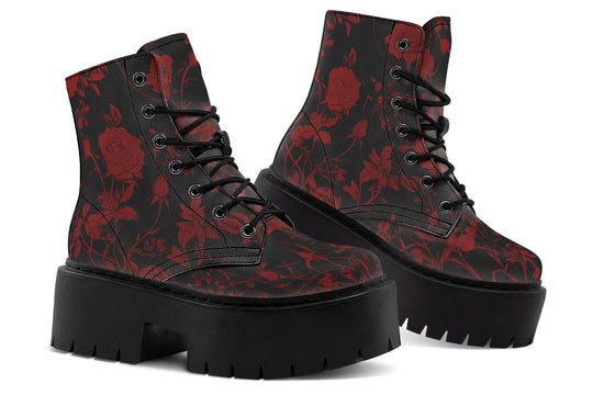 Blood Rose Romance Platform Boots