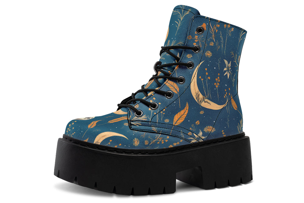 Blue Moonlit Botanica Platform Boots