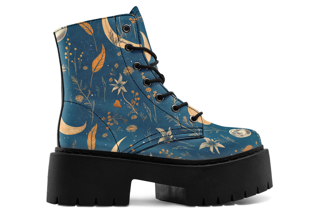 Blue Moonlit Botanica Platform Boots