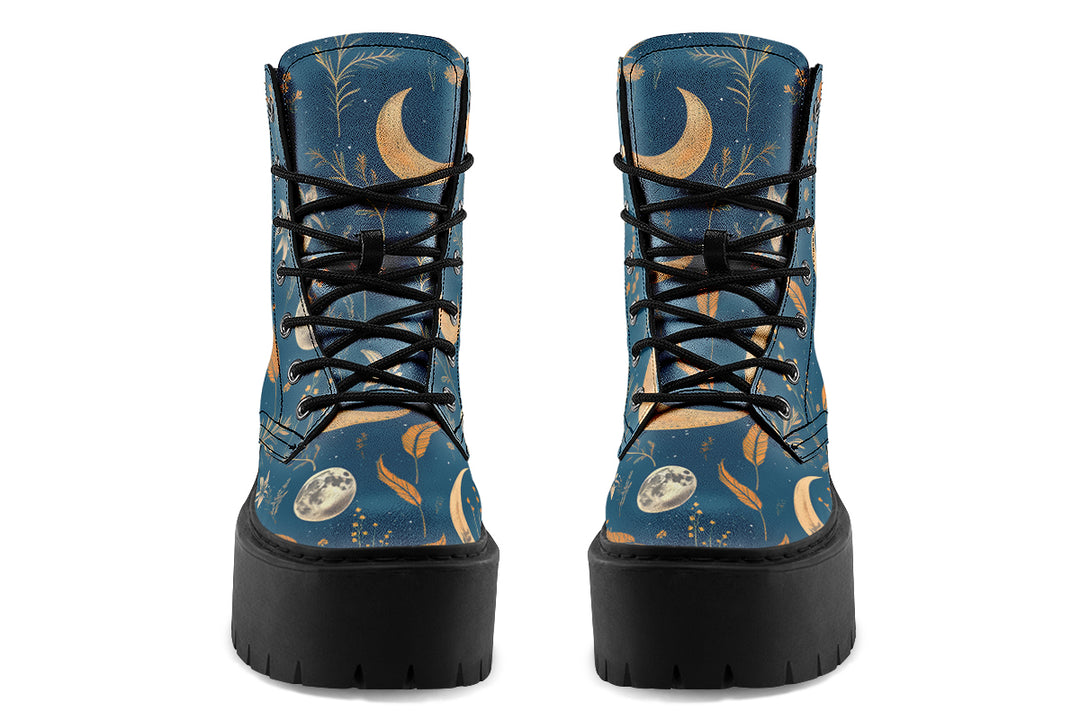 Blue Moonlit Botanica Platform Boots