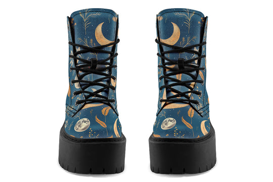 Blue Moonlit Botanica Platform Boots