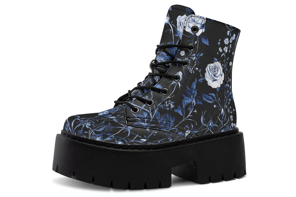 Blue Rose Romance Platform Boots