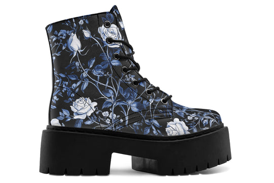 Blue Rose Romance Platform Boots