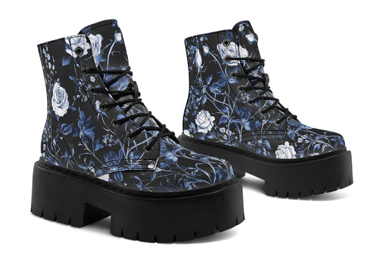 Blue Rose Romance Platform Boots