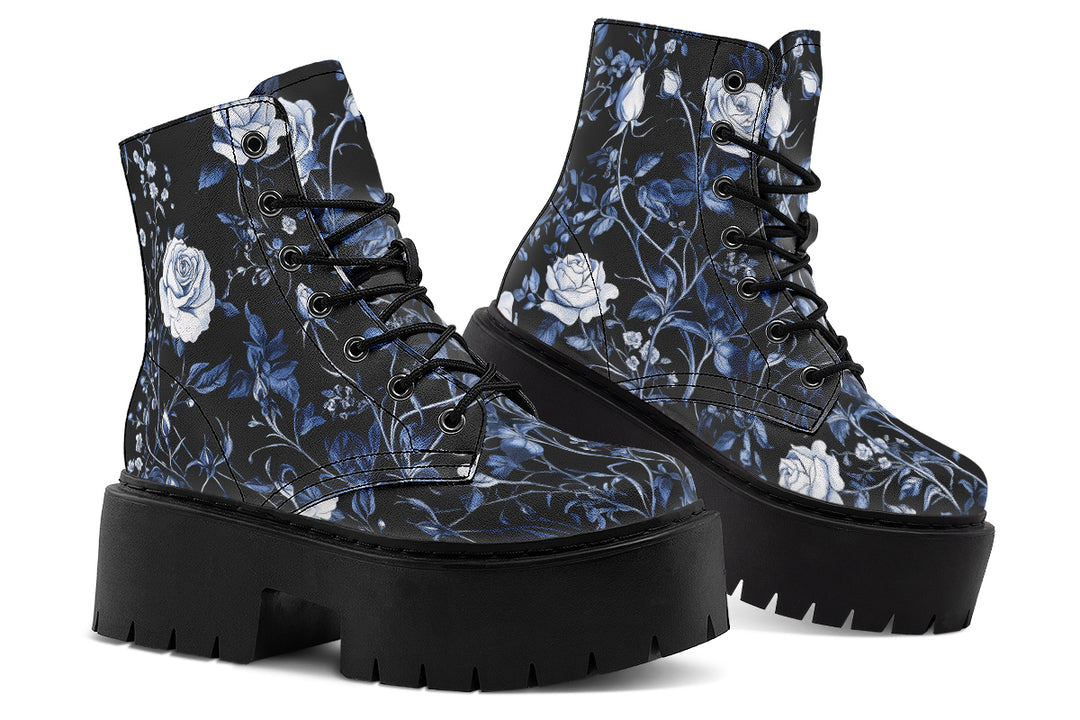 Blue Rose Romance Platform Boots