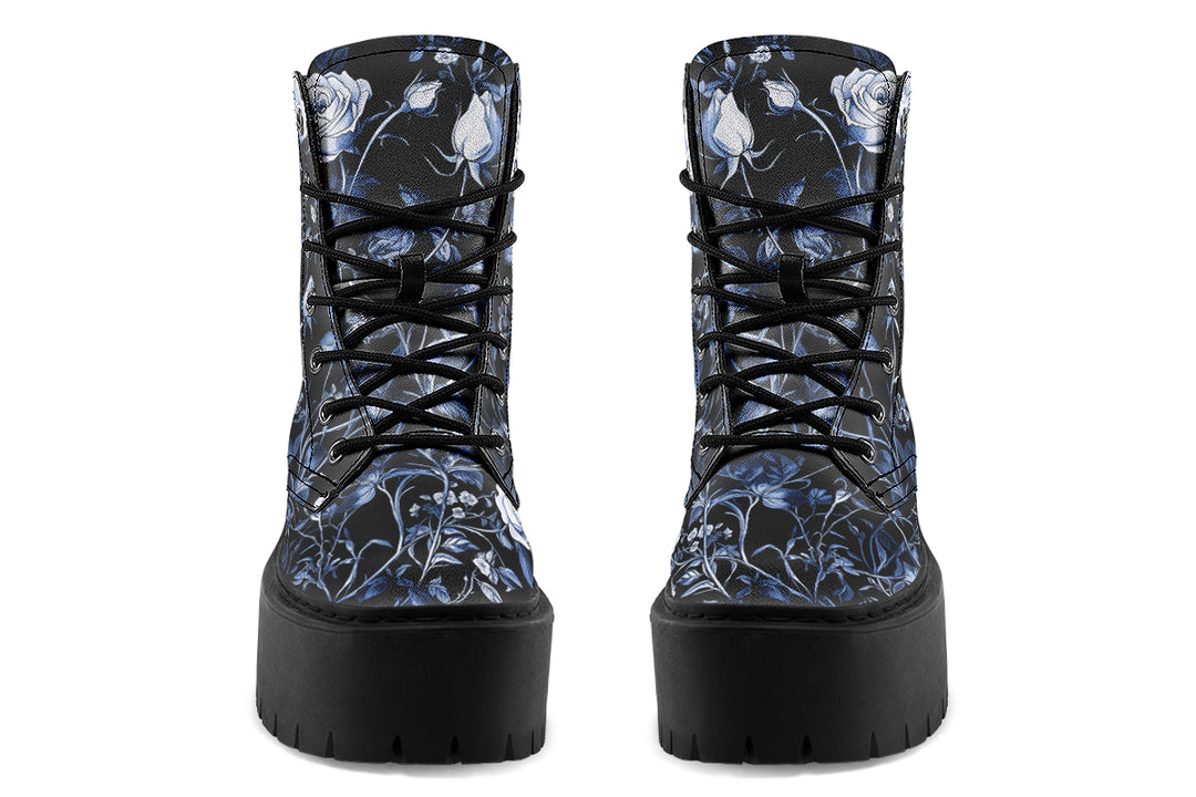 Blue Rose Romance Platform Boots