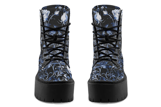 Blue Rose Romance Platform Boots
