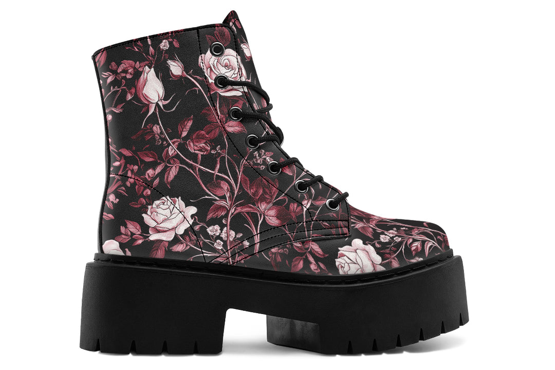 Crimson Rose Romance Platform Boots