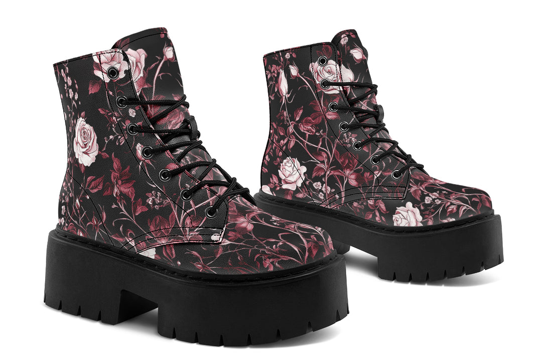 Crimson Rose Romance Platform Boots