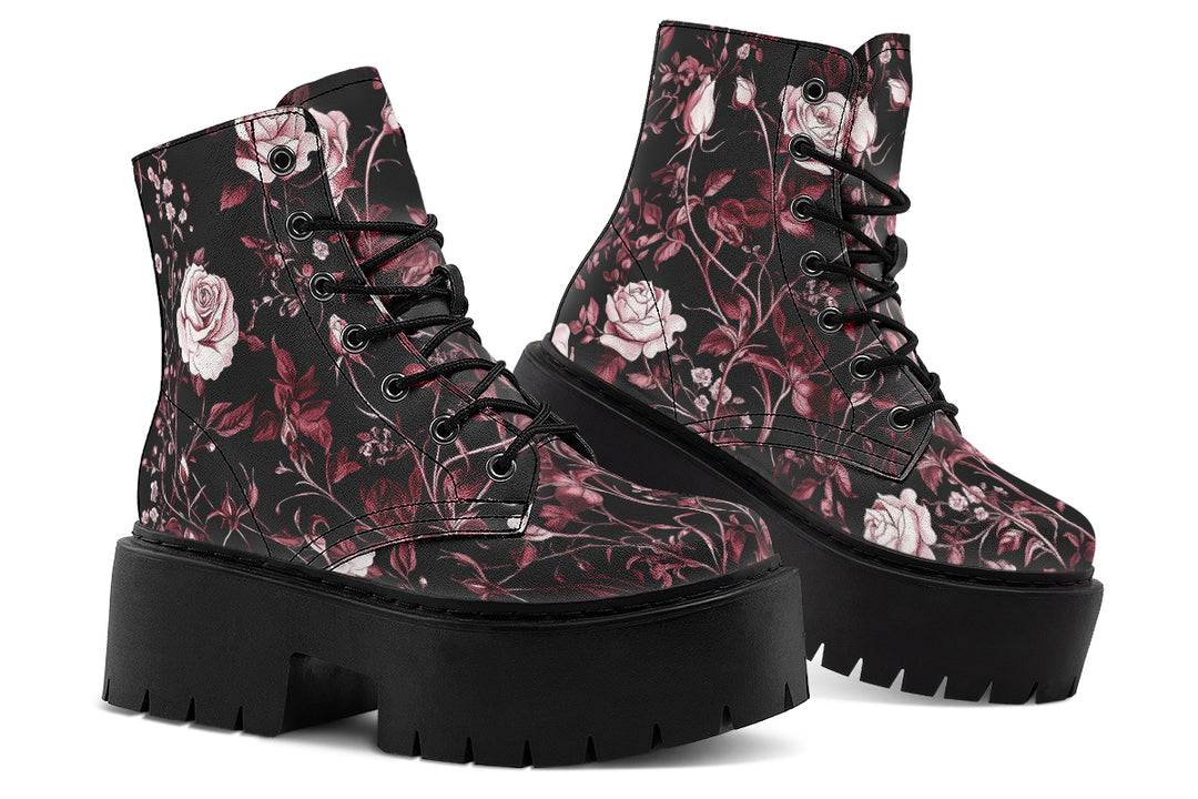Crimson Rose Romance Platform Boots