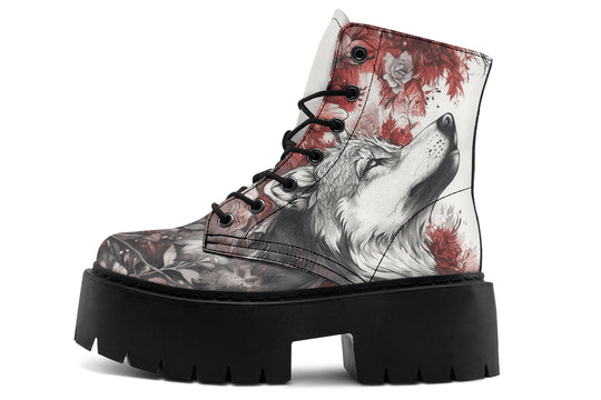 Crimson Wolf Platform Boots