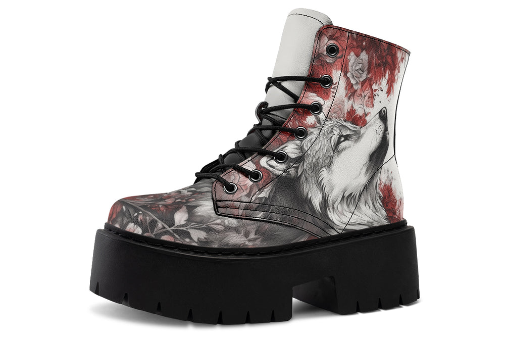 Crimson Wolf Platform Boots