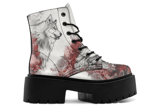 Crimson Wolf Platform Boots