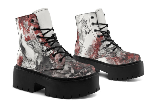 Crimson Wolf Platform Boots
