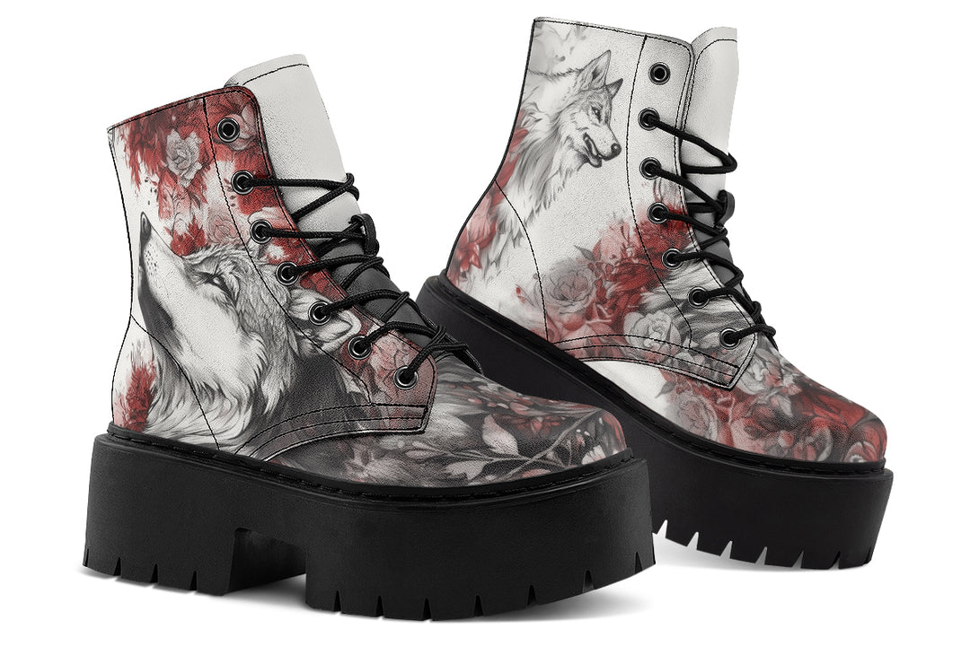 Crimson Wolf Platform Boots