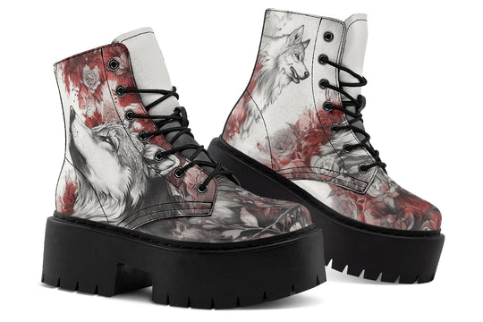 Crimson Wolf Platform Boots