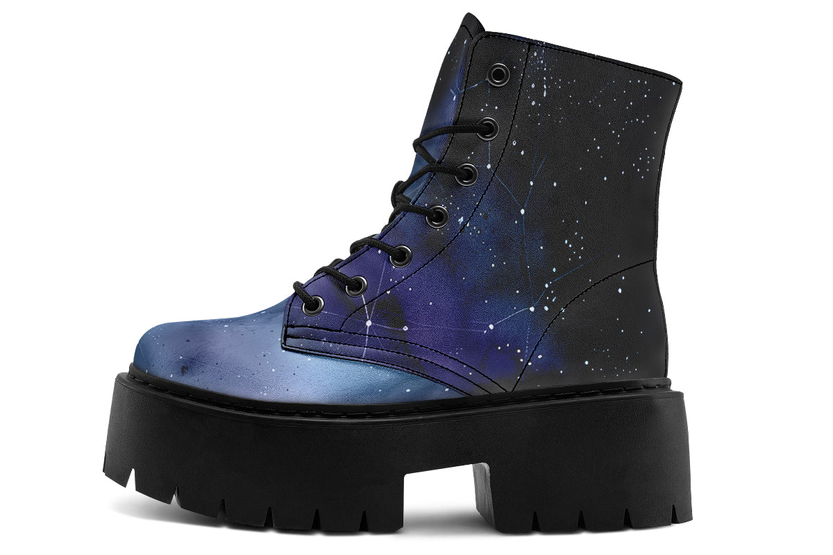Deep Blue Platform Boots – Rogue + Wolf Vegan-PU Celestial Platform Boots