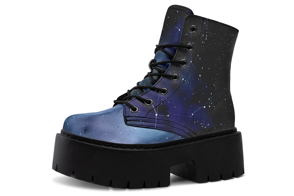 Deep Blue Platform Boots