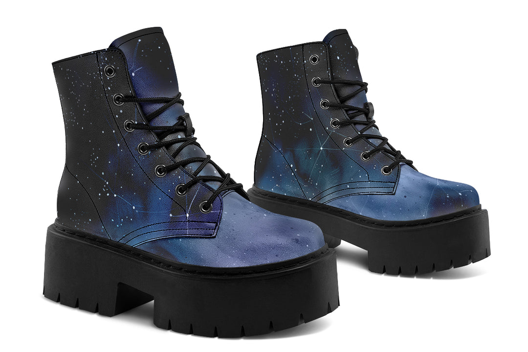 Deep Blue Platform Boots