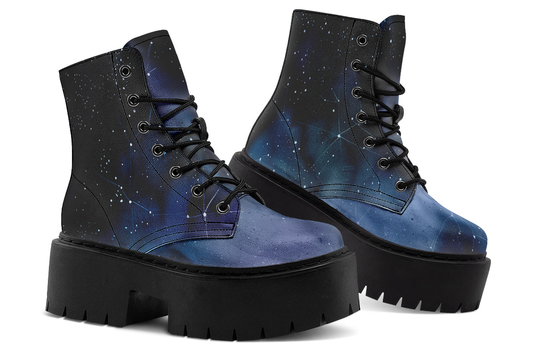 Deep Blue Platform Boots
