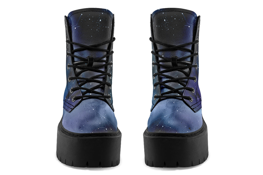 Deep Blue Platform Boots