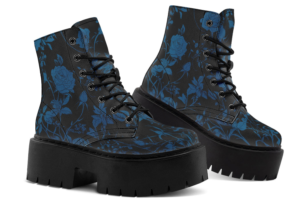 Midnight Rose Romance Platform Boots