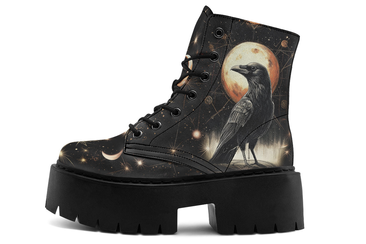 Oracle Raven Platform Boots – Rogue + Wolf Vegan-PU Gothic Platform Boots
