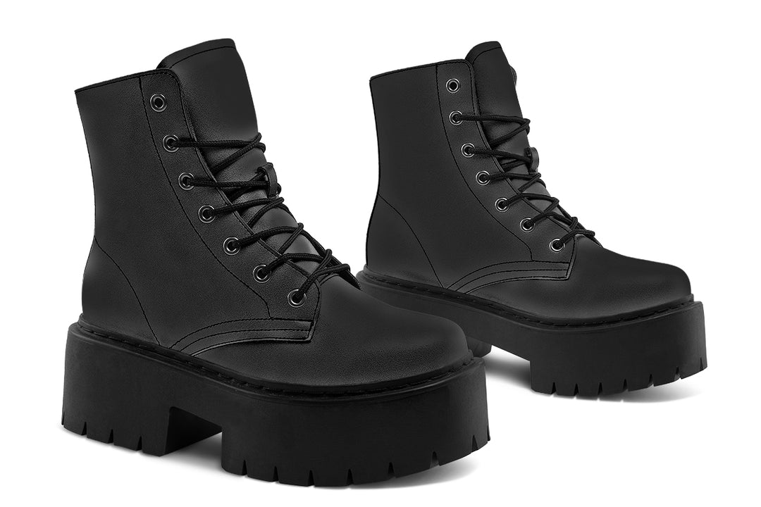 Pitch Black Platform Boots