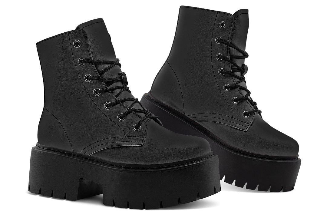 Pitch Black Platform Boots