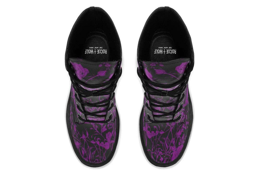 Purple Rose Romance Platform Boots