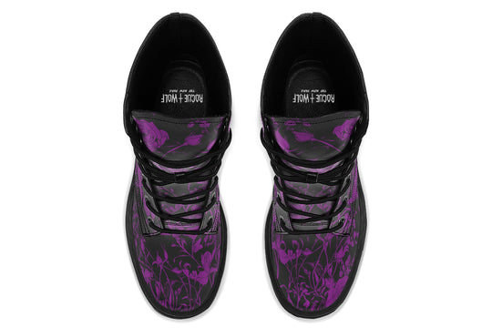 Purple Rose Romance Platform Boots