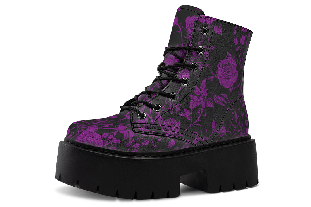 Purple Rose Romance Platform Boots