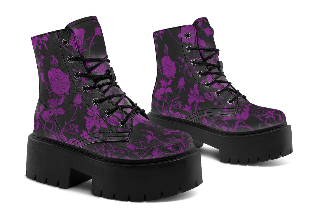 Purple Rose Romance Platform Boots