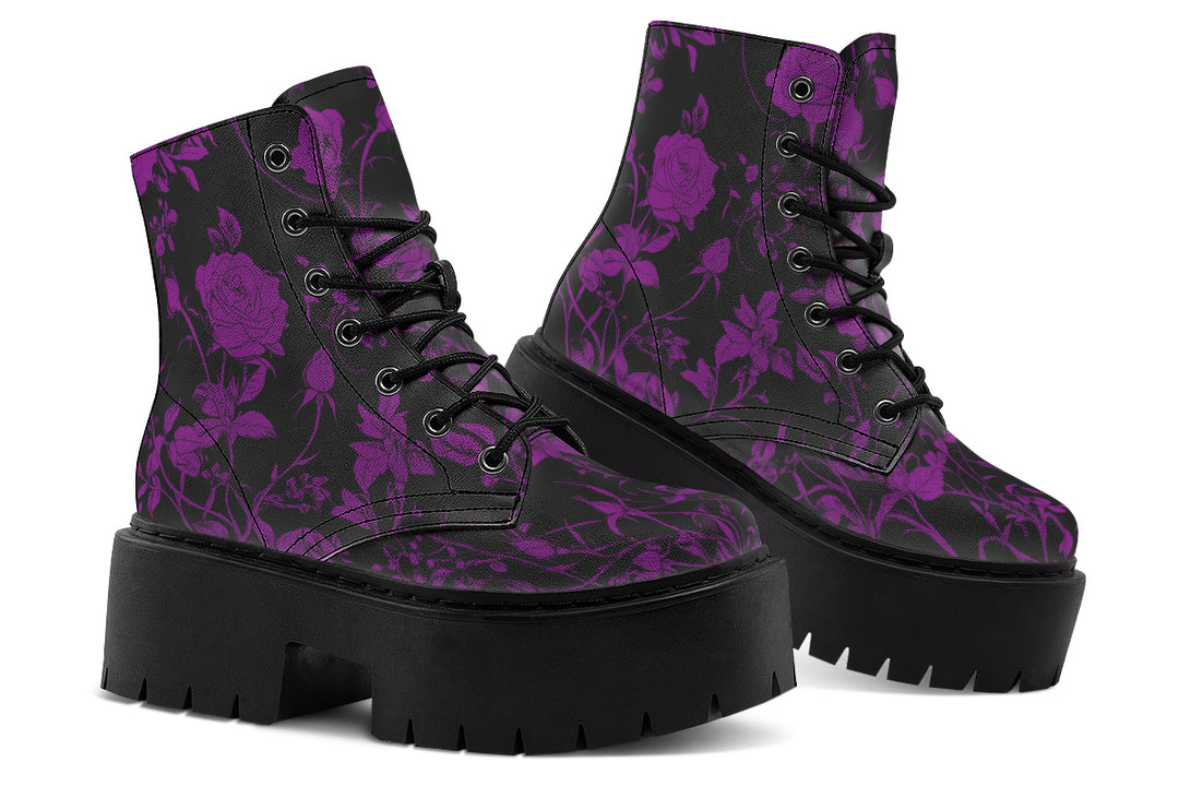 Purple Rose Romance Platform Boots