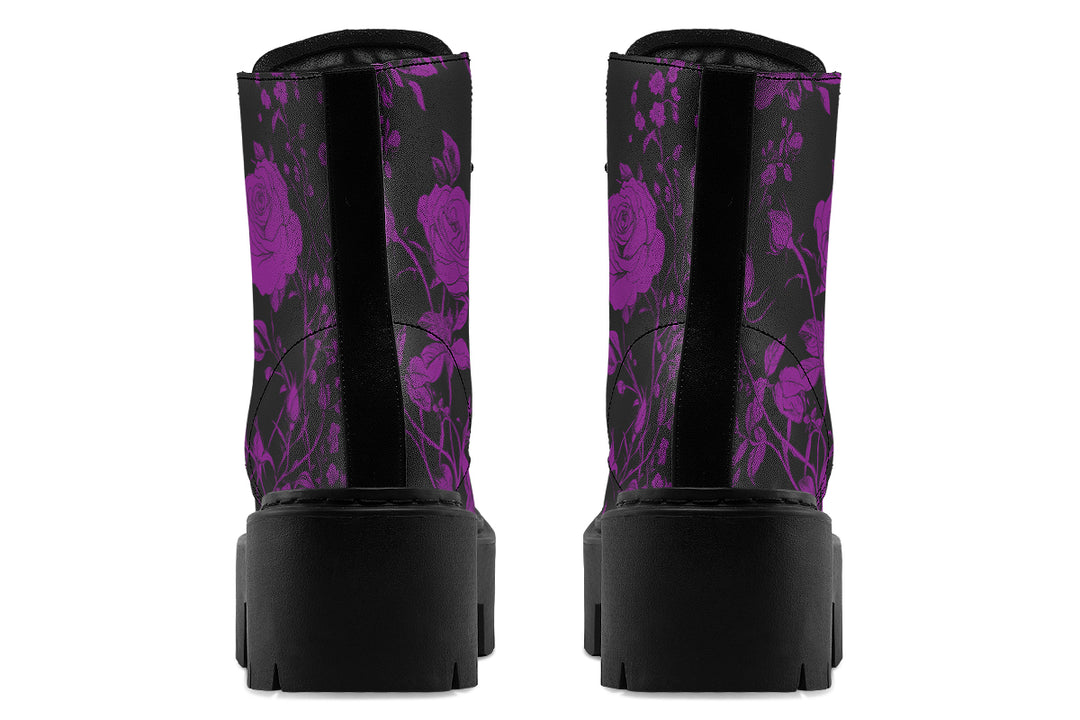 Purple Rose Romance Platform Boots