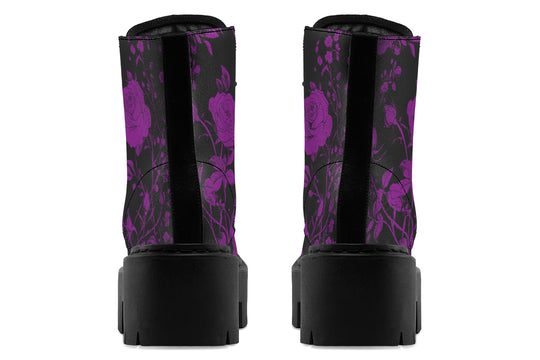 Purple Rose Romance Platform Boots