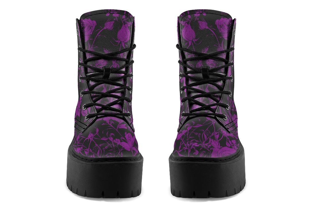 Purple Rose Romance Platform Boots