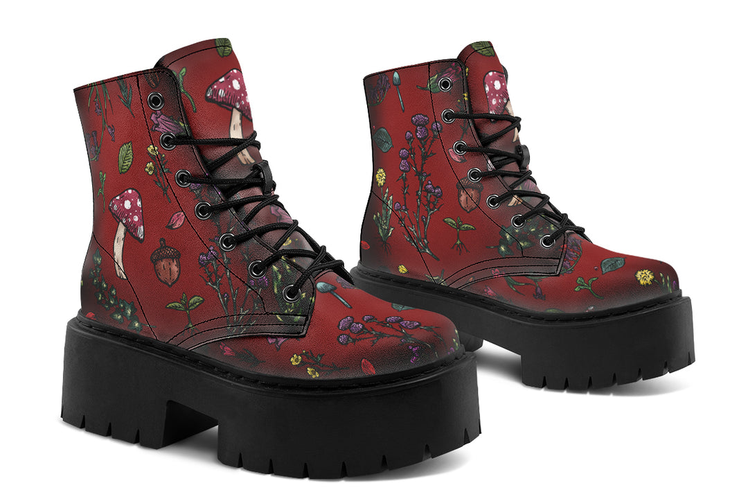 Red Herbology Platform Boots
