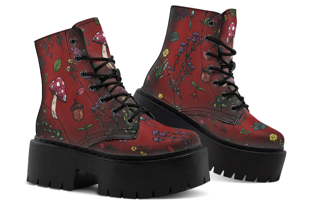 Red Herbology Platform Boots
